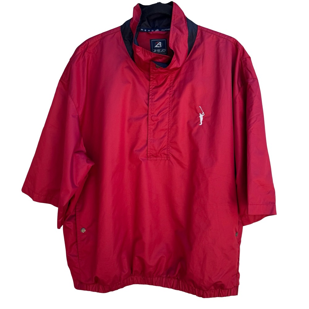 Ahead Authentics Gorpcore Red Athleisure Golf Windshirt Pullover Sporty Mens L
